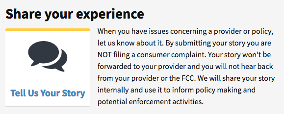 Share your experience with the FCC